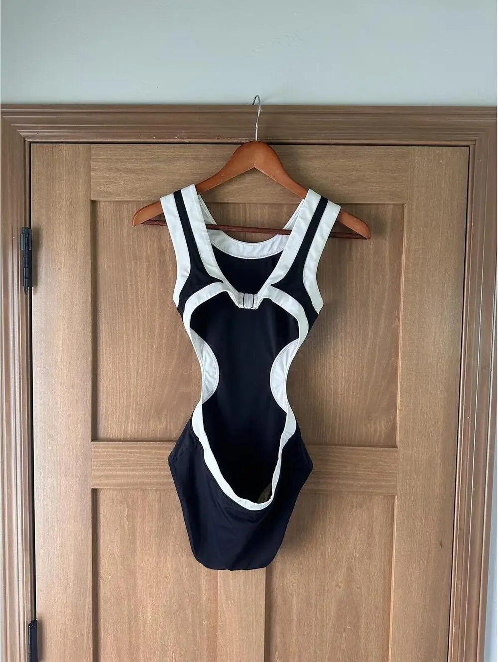 STAUD Dolce One Piece Swimsuit with Cutouts in Black/White Women’s XS - Picture 4 of 15